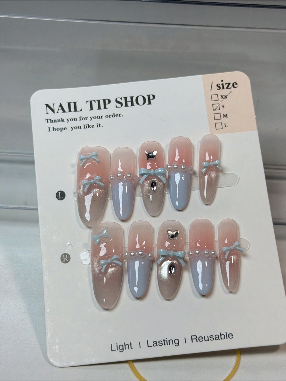 Pink Rhinestone Press-On Nail Set - Picture 3 of 5